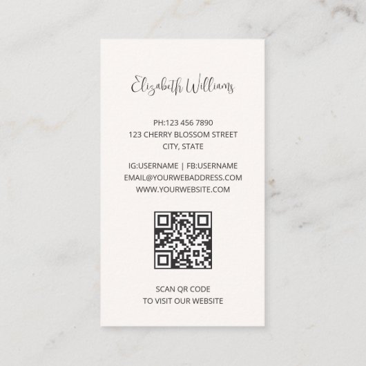 Carte De Visite Pink Blue Ocean Light | Code QR (Dos)