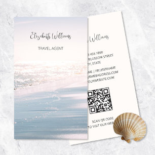 Carte De Visite Pink Blue Ocean Light   Code QR