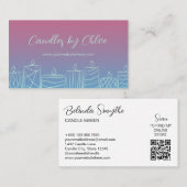 Carte De Visite Pink & Blue Scribbled Candles Candle Maker QR Code (Devant / Derrière)