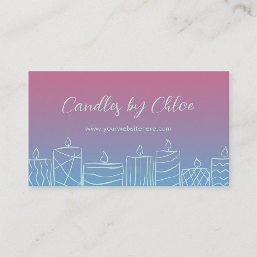 Carte De Visite Pink & Blue Scribbled Candles Candle Maker QR Code (Devant)