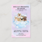 Carte De Visite Pink Blue Shower Bubble Pet Groomer Cat Dog (Devant)