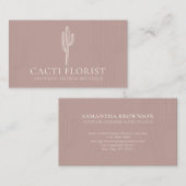 Carte De Visite Pink Blush Abstrait Boho Cactus (Devant / Derrière)