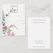 Carte De Visite Pink Blush Blue Bell Floral Bunch Elevage collier (Devant / Derrière)