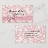 Carte de visite Pink Bokeh Event Planning (Devant / Derrière)