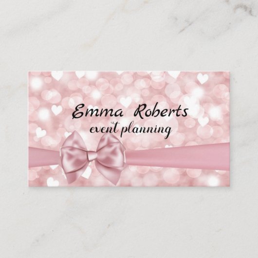 Carte de visite Pink Bokeh Event Planning (Devant)