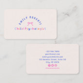 Carte De Visite Pink Bow, psychologue infantile (Devant / Derrière)