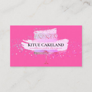 Carte De Visite Pink Bright Neon Fille Accueil Boulangerie Gâteau
