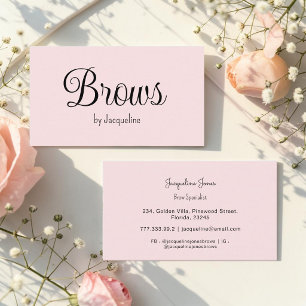Carte De Visite Pink Brows Beauty Simple Script 