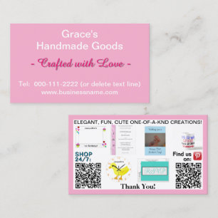 Carte De Visite Pink Business QR Codes Logo Photos 3,5 x 2,0