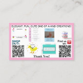 Carte De Visite Pink Business QR Codes Logo Photos 3,5 x 2,0 (Dos)