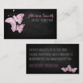 Carte De Visite Pink Butterflies on black chalkboard (Devant / Derrière)