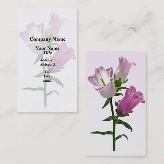 Carte De Visite Pink Canterbury Bells (Devant / Derrière)