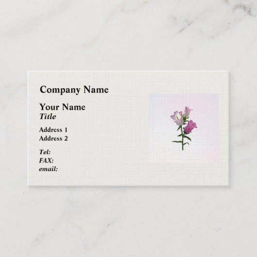 Carte De Visite Pink Canterbury Bells (Devant)