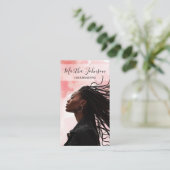 Carte De Visite Pink Chic Afro American Braids Braiding QR Code (Debout devant)