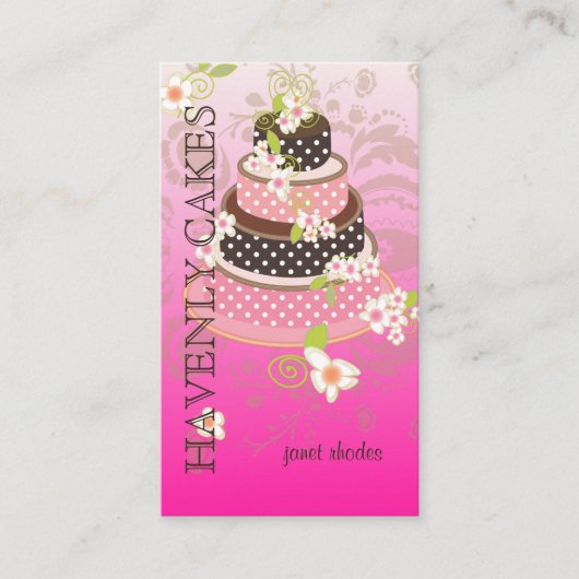Carte De Visite Pink + Chocolat Mariage Gâteau/boulangerie/pâtisse (Devant)