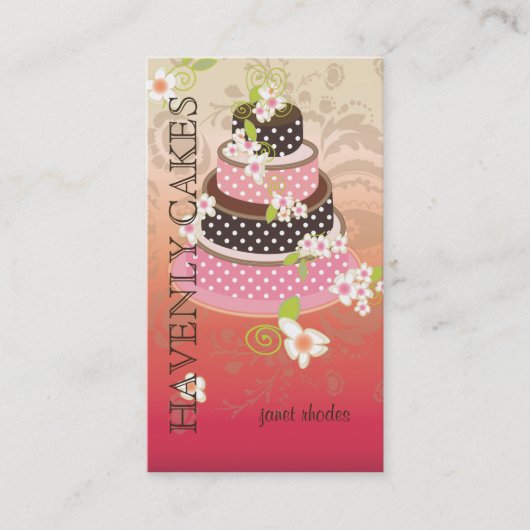 Carte De Visite Pink + Chocolat Mariage Gâteau/boulangerie/pâtisse (Devant)