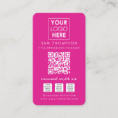Carte De Visite Pink Connect with Us Social Media QR Code Logo (Devant)