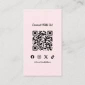 Carte De Visite Pink Connect With Us Social QR Code Loyalty Card (Dos)