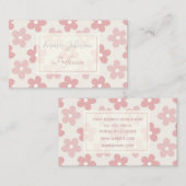 Carte De Visite Pink Cream Daisy Flowers Retro Pattern (Devant / Derrière)