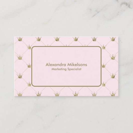 Carte De Visite Pink Crown Pattern Luxury (Devant)