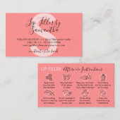 Carte De Visite Pink Cute Lip Filler Instructions de suivi (Devant / Derrière)