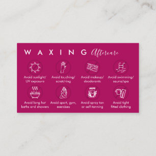 Carte De Visite Pink Dark Waxing après conseils de soins instructi