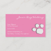 Carte De Visite Pink Elegant Chien marchant Empreinte de patte Car (Dos)