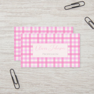 Carte De Visite Pink En vichy Plaid À damiers Motif
