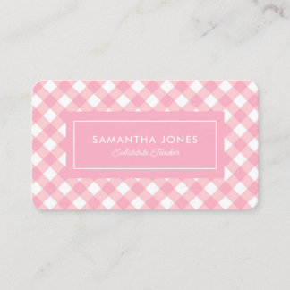 Carte De Visite Pink En vichy Plaid Substitut Enseignant Coordonné