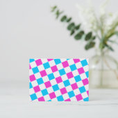 Carte De Visite Pink et Aqua Checkerboard (Debout devant)
