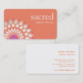 Carte De Visite Pink et Orange Silver Lotus Flower Mandala (Devant / Derrière)