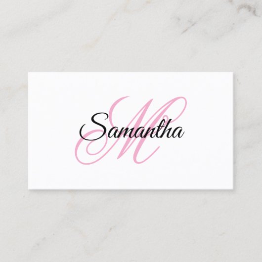 Carte De Visite Pink Fancy Monogram QR Code (Devant)