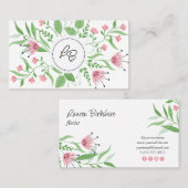 Carte De Visite Pink Floral Business Card (Devant / Derrière)