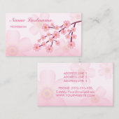 Carte De Visite Pink Floral Sakura Cherry Blossom Tree Branche (Devant / Derrière)