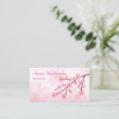 Carte De Visite Pink Floral Sakura Cherry Blossom Tree Branche (Debout devant)