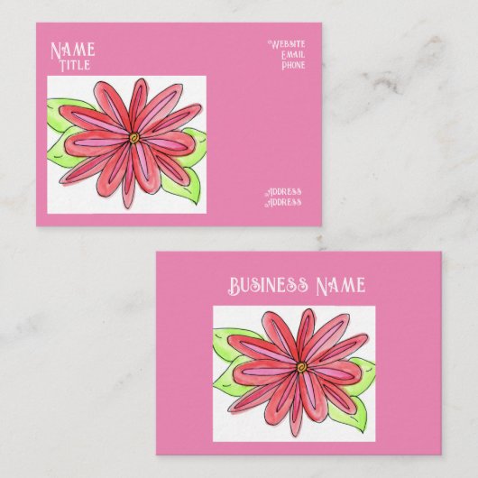 Carte De Visite Pink Flower Business Cards (Devant / Derrière)