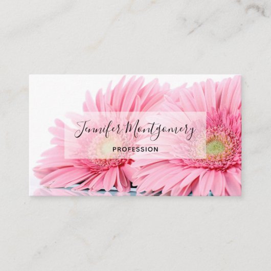 Carte De Visite Pink Gerbera Daisies Elegant Photo (Devant)