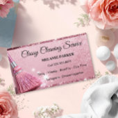 Carte De Visite pink Glitter Classy Cleaning Services