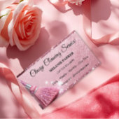 Carte De Visite pink Glitter Classy Cleaning Services
