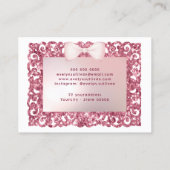Carte De Visite Pink glitter frame bow business card (Dos)