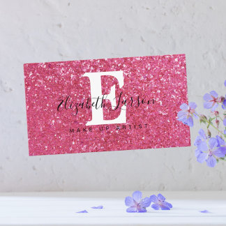 Carte De Visite Pink Glitter Makeup Artist Hair Salon Loyalty Card