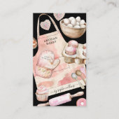 Carte De Visite Pink Gold Baker Aquarelle Baker Chef pâtissier noi (Devant)