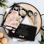 Carte De Visite Pink Gold Baker Aquarelle Baker Chef pâtissier noi