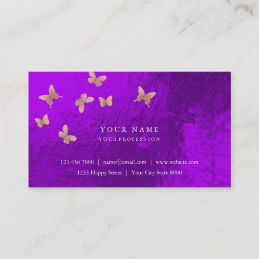 Carte De Visite Pink Gold Blush Cooper Purple Amethyst Metallic (Devant)