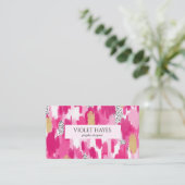 Carte De Visite Pink Gold Noir Polka Pot Brush (Debout devant)