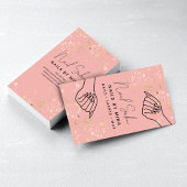 Carte De Visite Pink & Gold Specks Hand Nail Salon
