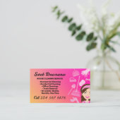 Carte De Visite Pink Gradient Cleaning Service Janitorial (Debout devant)