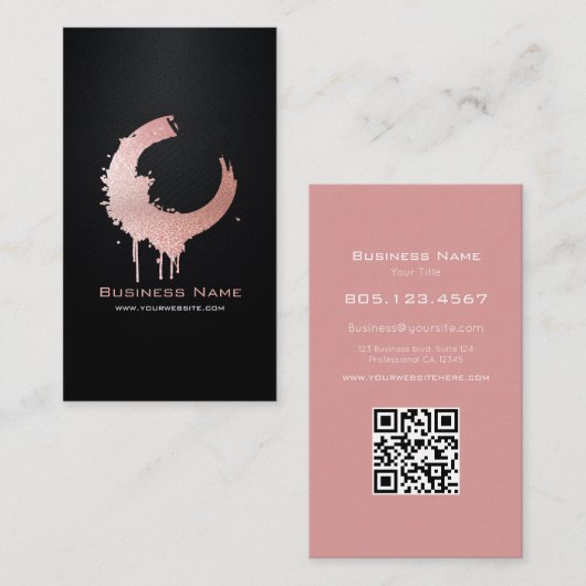 Carte De Visite Pink Gradient Glitter Swirl • Custom Editable (Devant / Derrière)