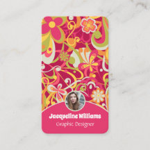 Pink Groovy 60s 70s Floral Swirls Vers II