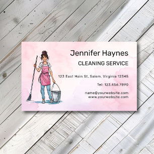 Carte De Visite Pink Happy Bright Nettoyage Lady Services